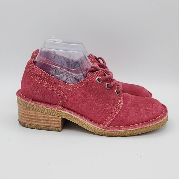 Y2K Rampage Pink Oxfords Womens Size 7 Sqaure Toe Stacked Heel Suede Legend EUC - Picture 5 of 8